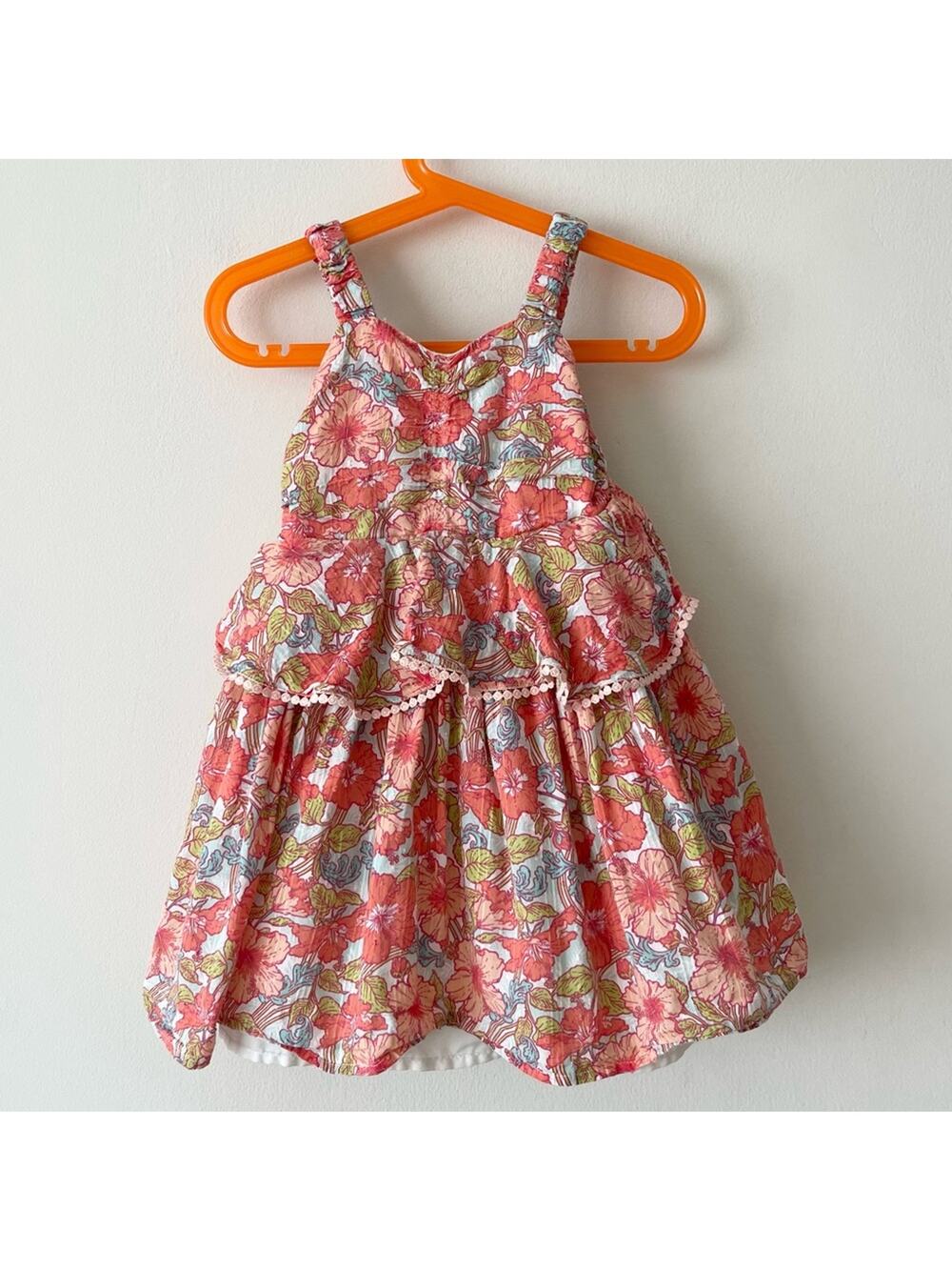 Shabby Chic Floral Sleeveless Dress With Ruffles Girls size 3T Multicolor